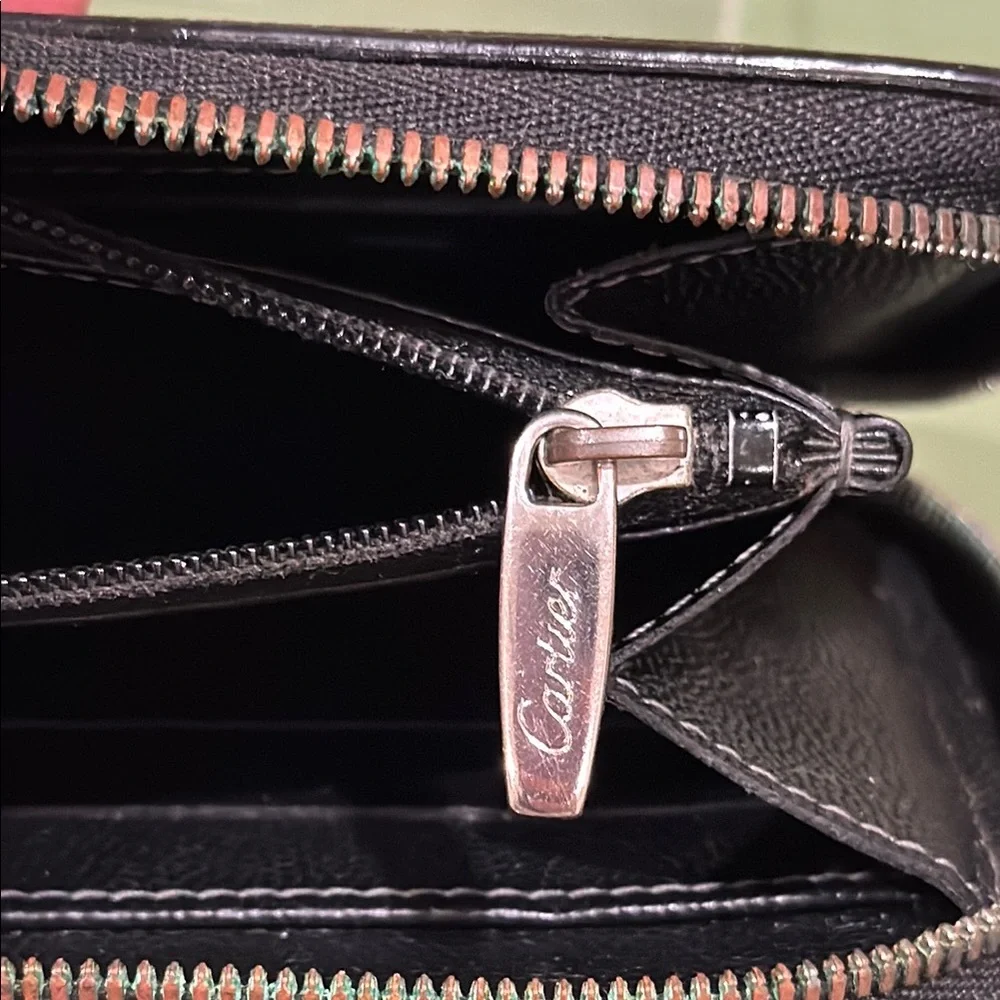 Cartier Black Leather Zip Around Wallet
